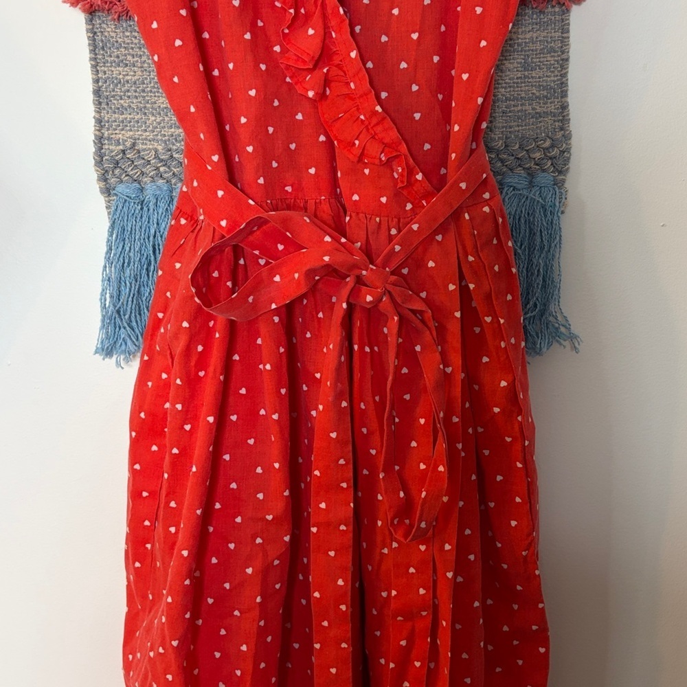 Dainty Heart Print Handmade Wrap Dress Small - Picture 7 of 9